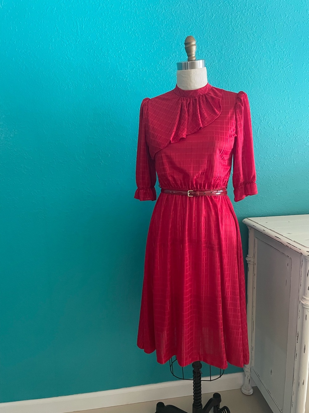 Vintage 80s Secretary Dress Office Siren Red Hot Sexy dress